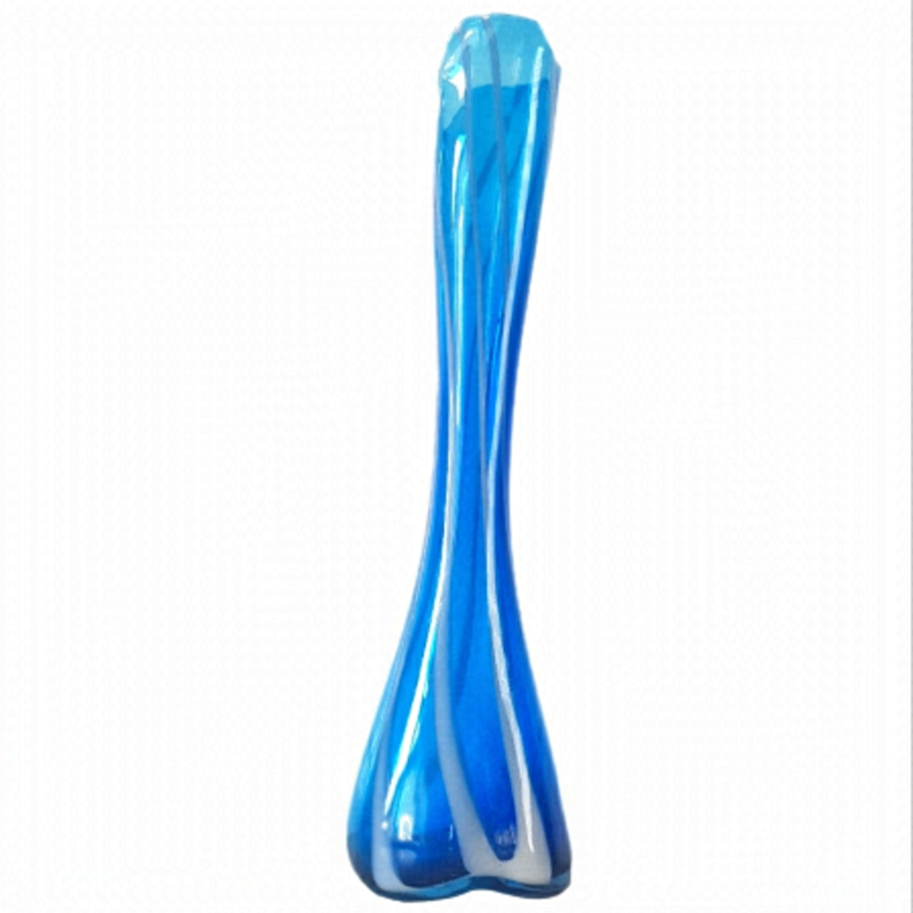 1960s Japanese Blue & White Swung Glass Vase Elephant Foot